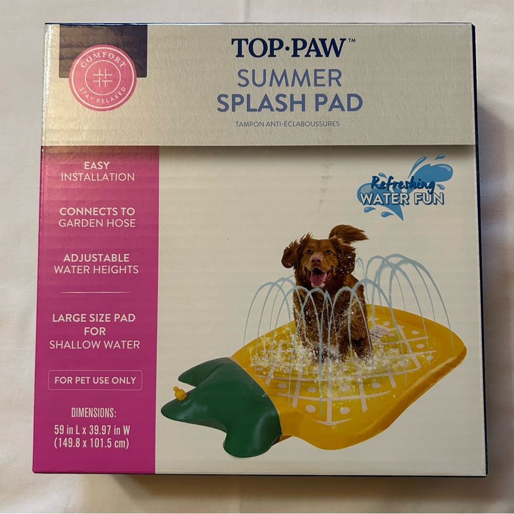 Top Paw Adjustable Water Spray Pad - Pink and Yellow